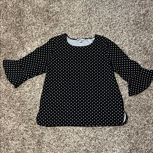 Croft & Barrow Black and White Polka Dot Top